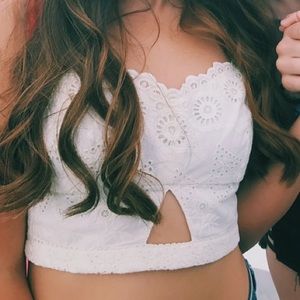 White Lace Crop Top